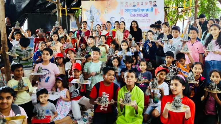 लहानग्यांनी साकारली सर्वांगसुंदर ‘बाप्पा’ची मूर्ती; हर्षाली माथवड यांचा पुढाकार